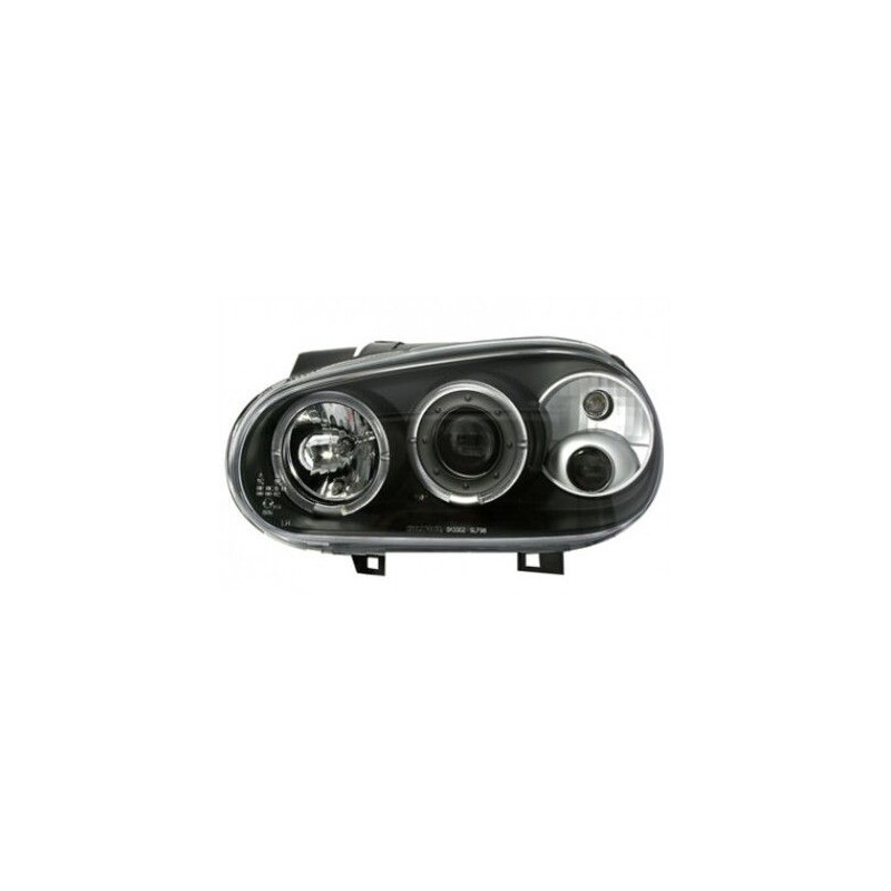 Φανάρια εμπρός angel eyes για Vw Golf IV - μαύρα , με λάμπες (Η1) - σετ 2τμχ.