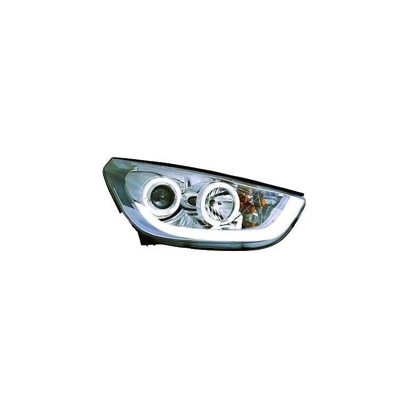 Φανάρια εμπρός angel eyes για Hyundai Tucson IX35 (2010+) - chrome , με λάμπες (Η1) - σετ 2τμχ.