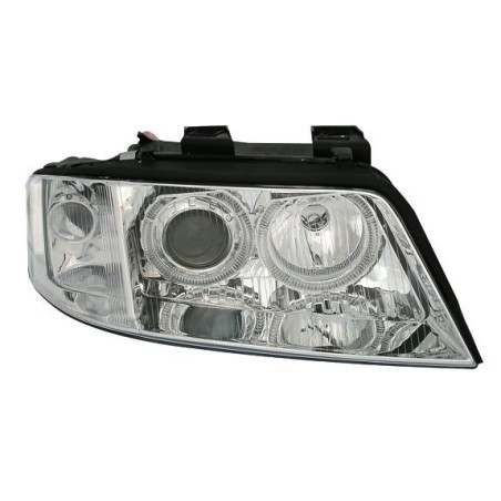 Φανάρια εμπρός angel eyes για Audi A6 (2001-2003) - για εργοστασιακά xenon - chrome , χωρίς λάμπες (D2S/Η7) - σετ 2τμχ.