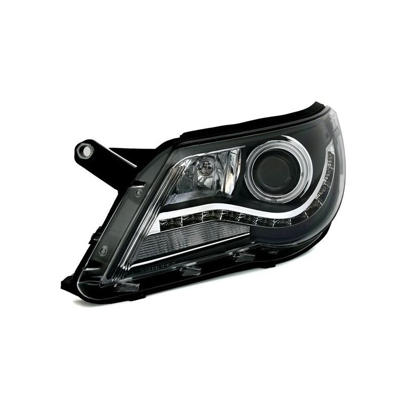 Φανάρια εμπρός led/angel eyes για Vw Tiguan (2007-2011) , μαύρα , με λάμπες (Η1) - σετ 2τμχ.