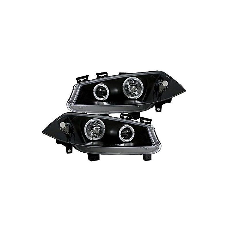 Φανάρια εμπρός angel eyes για Renault Megane (2002-2005) , μαύρα , με λάμπες (Η1) - σετ 2τμχ.