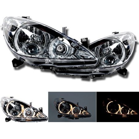 Φανάρια εμπρός angel eyes για Peugeot 307 (2001-2005), χωρίς λάμπες (Η7) - σετ 2τμχ.