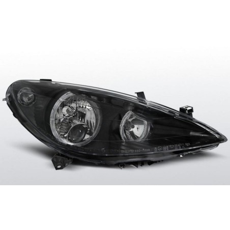 Φανάρια εμπρός angel eyes για Peugeot 307 (2001-2005) - μαύρα , χωρίς λάμπες (Η7) - σετ 2τμχ.