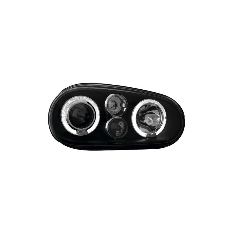 Φανάρια εμπρός angel eyes για Vw Golf IV R32 - μαύρα ,  χωρίς  λάμπες (Η1) - σετ 2τμχ.