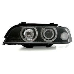 Φανάρια εμπρός angel eyes για BMW E39 (1995-2003) - μαύρα , με λάμπες (Η7) - σετ 2τμχ.
