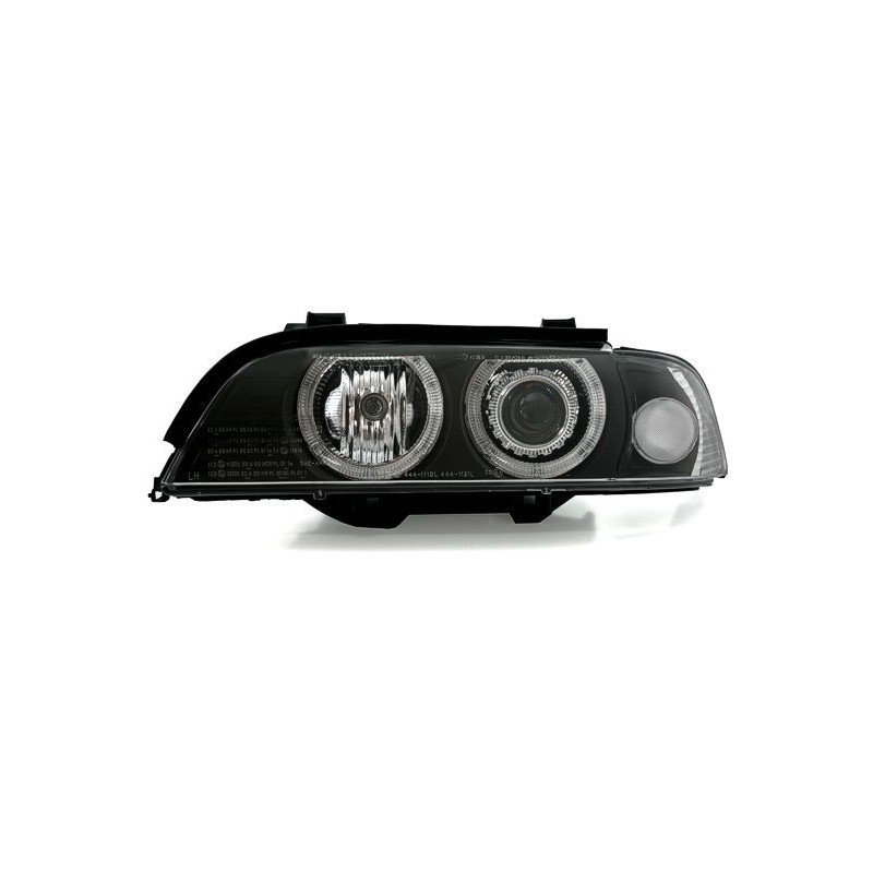 Φανάρια εμπρός angel eyes για BMW E39 (1995-2003) - μαύρα , με λάμπες (Η7) - σετ 2τμχ.