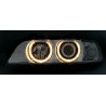 Φανάρια εμπρός angel eyes για BMW E39 (1995-2003) - μαύρα , με λάμπες (Η7) - σετ 2τμχ.