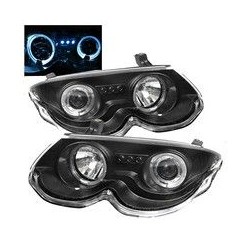 Φανάρια εμπρός angel eyes με led για Chrysler 300M (1999-2004) - μαύρα , με λάμπες (Η1) - σετ 2τμχ.