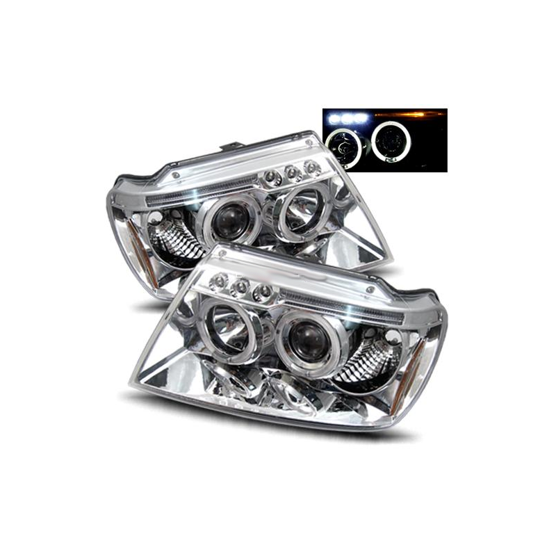 Φανάρια εμπρός led angel eyes για Jeep Grand Cherokee (1999-2005) , με λάμπες (Η1) - σετ 2τμχ.