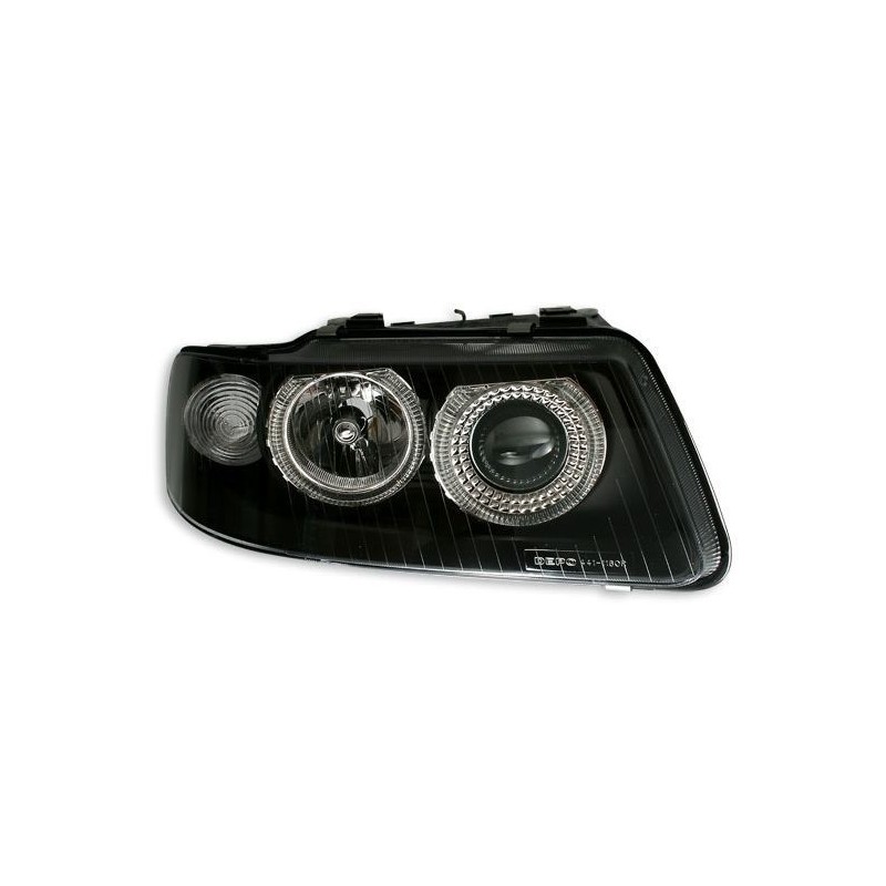 Φανάρια εμπρός angel eyes για Audi A3 (2000-2003) - μαύρα , χωρίς λάμπες (Η7) - σετ 2τμχ.