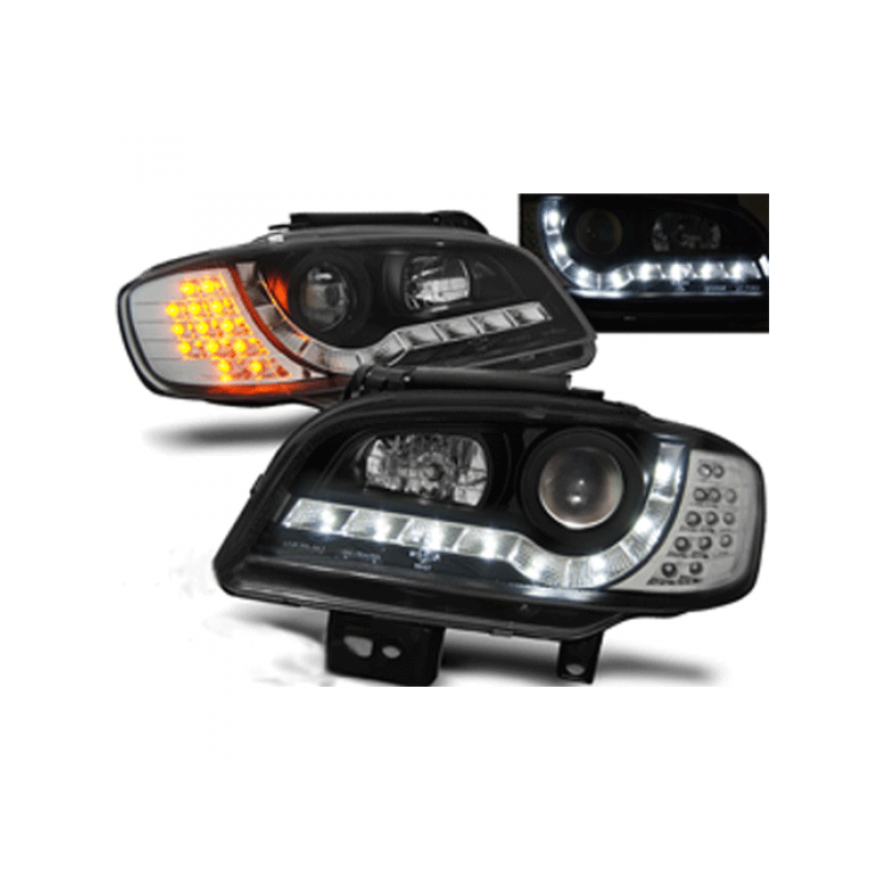 Φανάρια εμπρός led για Seat ibiza 6K2 (2000-2002) - black , με λάμπες (Η1) - σετ 2τμχ.
