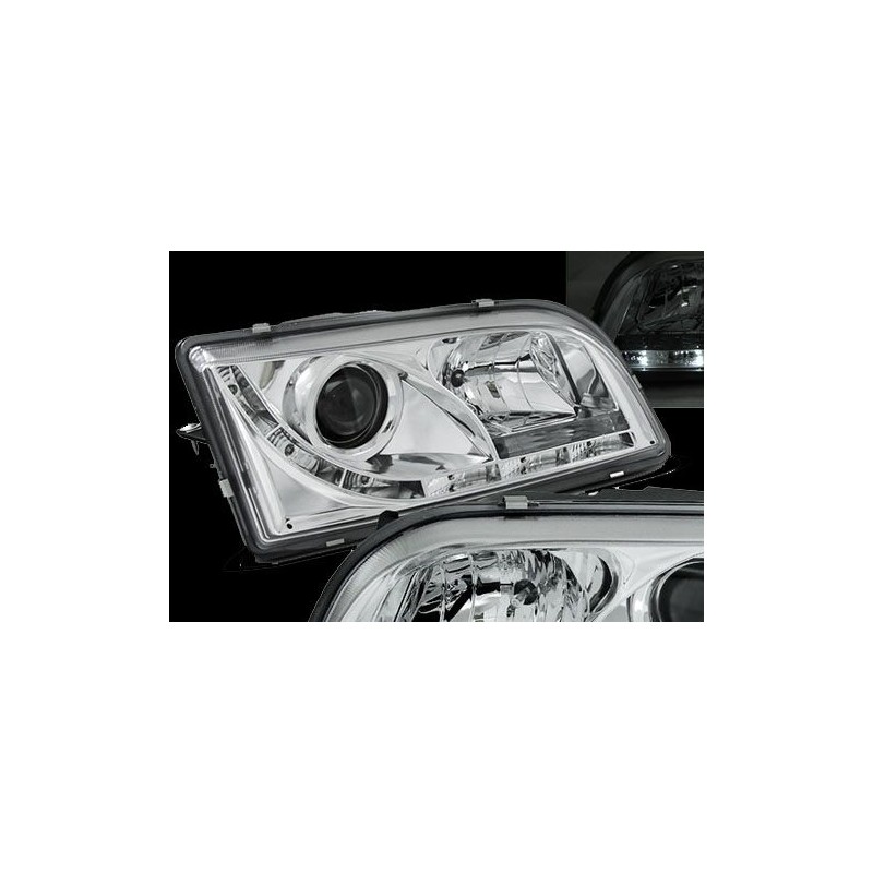 Φανάρια εμπρός led για Volvo S/V40 (1996-2003) - chrome , με λάμπες (Η1) - σετ 2τμχ.