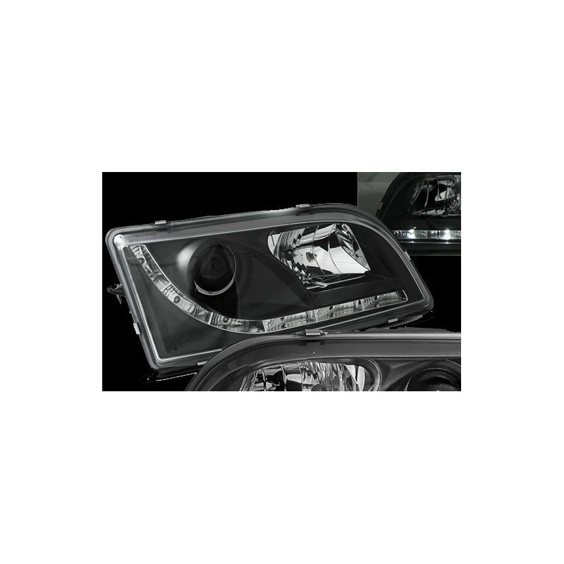 Φανάρια εμπρός led για Volvo S/V40 (1996-2003) - μαύρα , με λάμπες (Η1) - σετ 2τμχ.