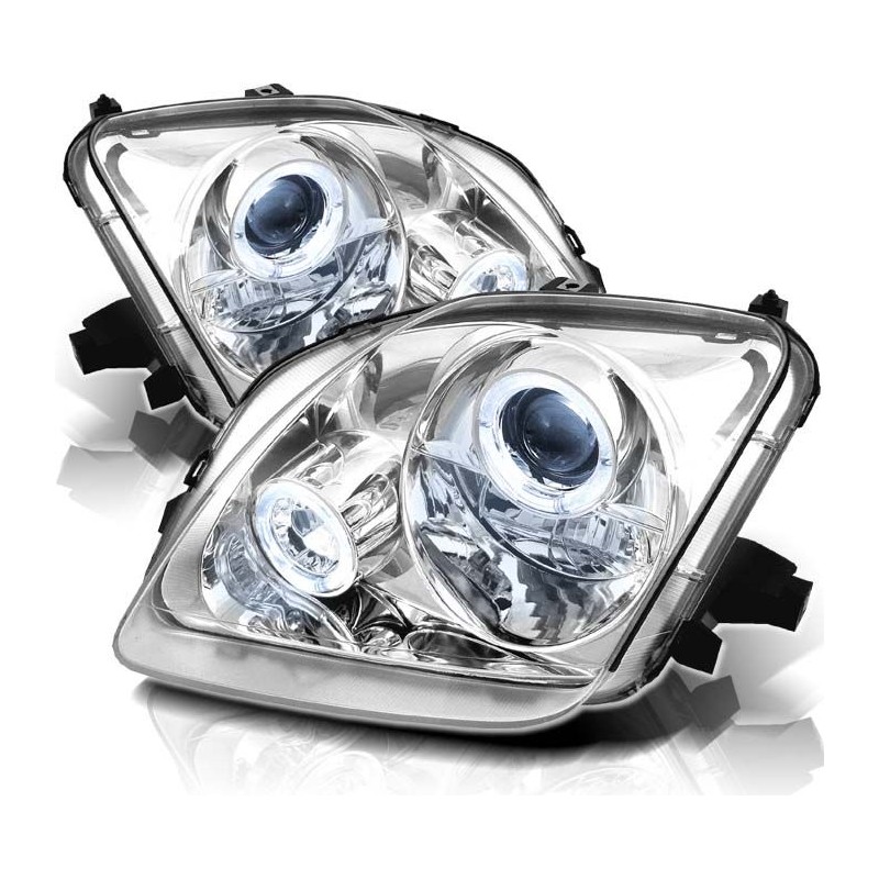 Φανάρια εμπρός angel eyes για Honda Prelude (1997-2001) - chrome , με λάμπες (Η1) - σετ 2τμχ.