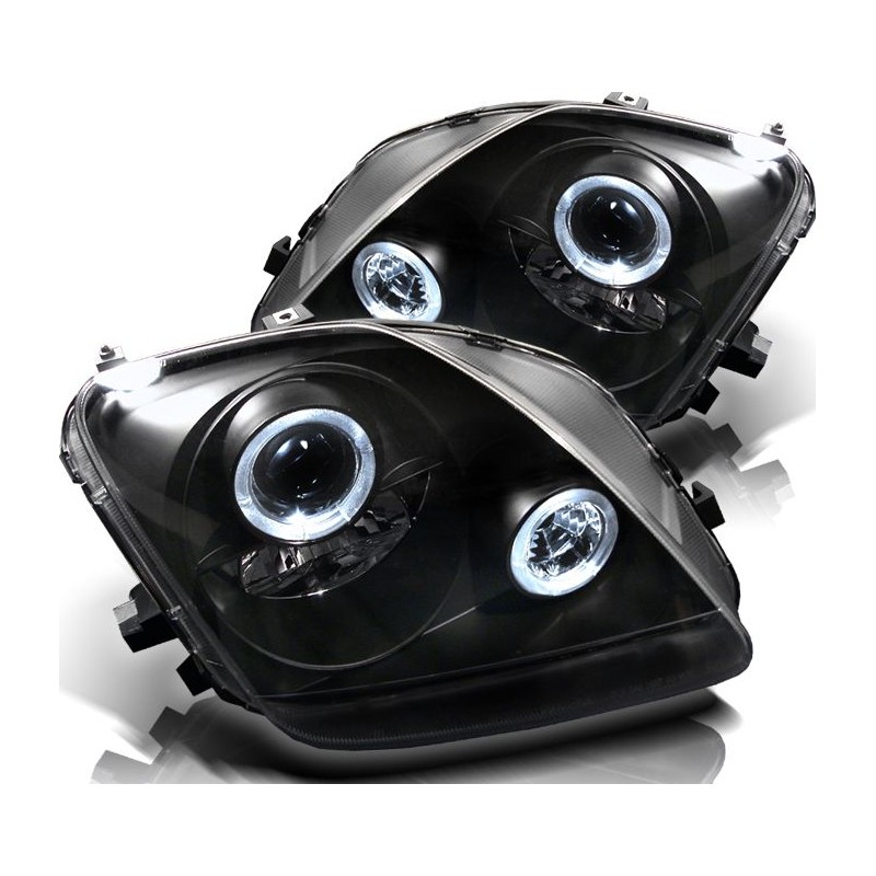 Φανάρια εμπρός angel eyes για Honda Prelude (1997-2001) - μαύρα , με λάμπες (Η1) - σετ 2τμχ.