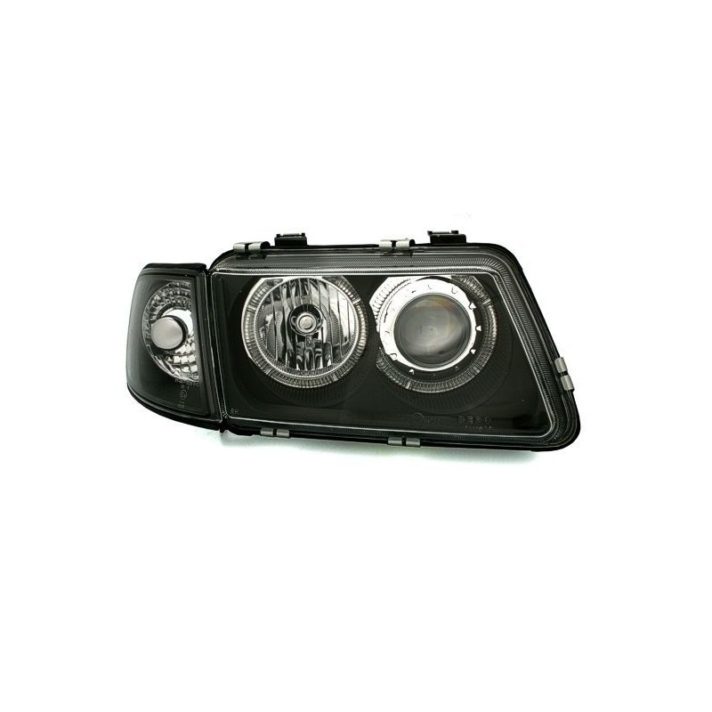 Φανάρια εμπρός angel eyes για Audi A3 (1996-2000) -μαύρα , χωρίς λάμπες (Η7) - σετ 2τμχ.