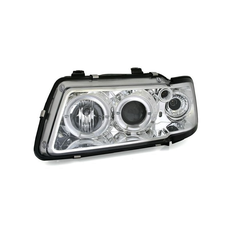 Φανάρια εμπρός angel eyes για Audi A3 (1996-2000) - χρωμίου , με λάμπες (Η1) - σετ 2τμχ.