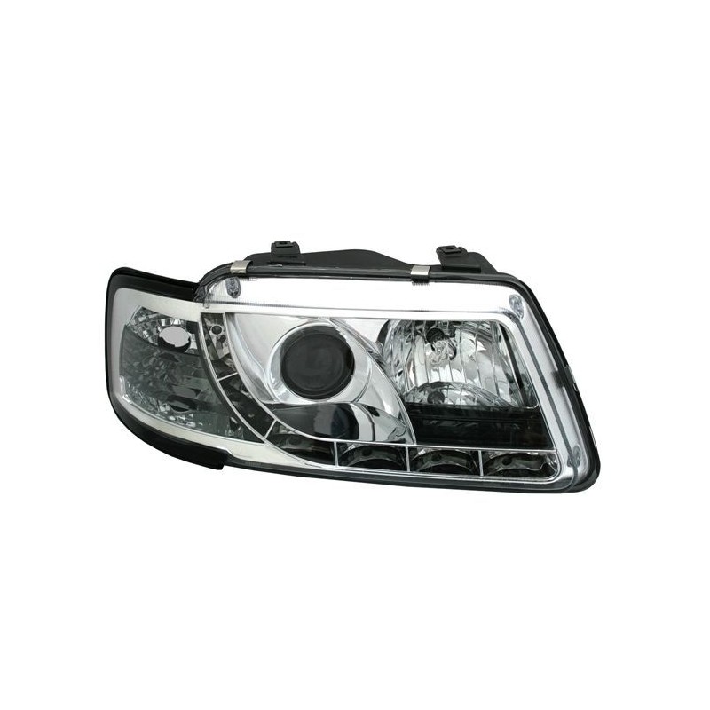Φανάρια εμπρός led για Audi A3 (1996-2000) - chrome , με λάμπες (Η1) - σετ 2τμχ.