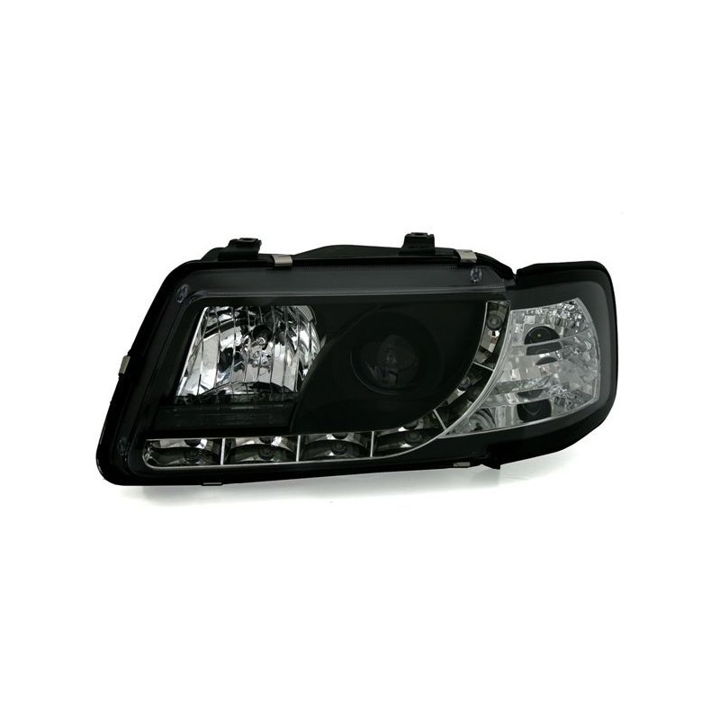 Φανάρια εμπρός led για Audi A3 (1996-2000) - μαύρα , με λάμπες (Η1) - σετ 2τμχ.