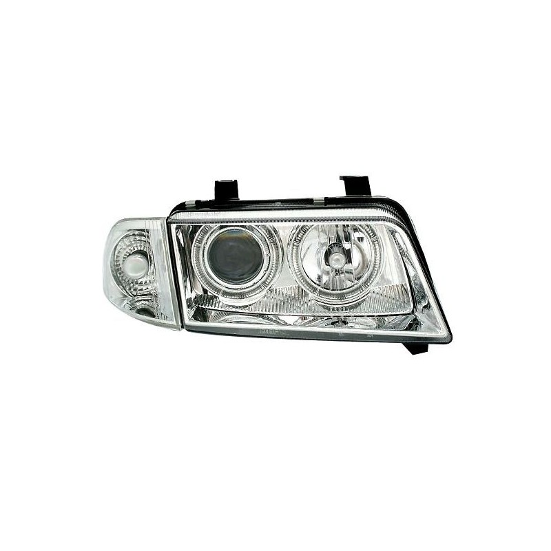 Φανάρια εμπρός angel eyes για Audi A4 (1995-1998) - chrome , χωρίς λάμπες (Η7) - σετ 2τμχ.