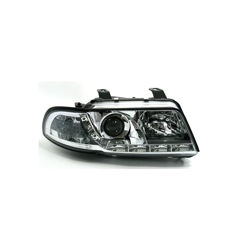 Φανάρια εμπρός led για Audi A4 Dayline (1995-1998) - chrome , με λάμπες (Η1) - σετ 2τμχ.