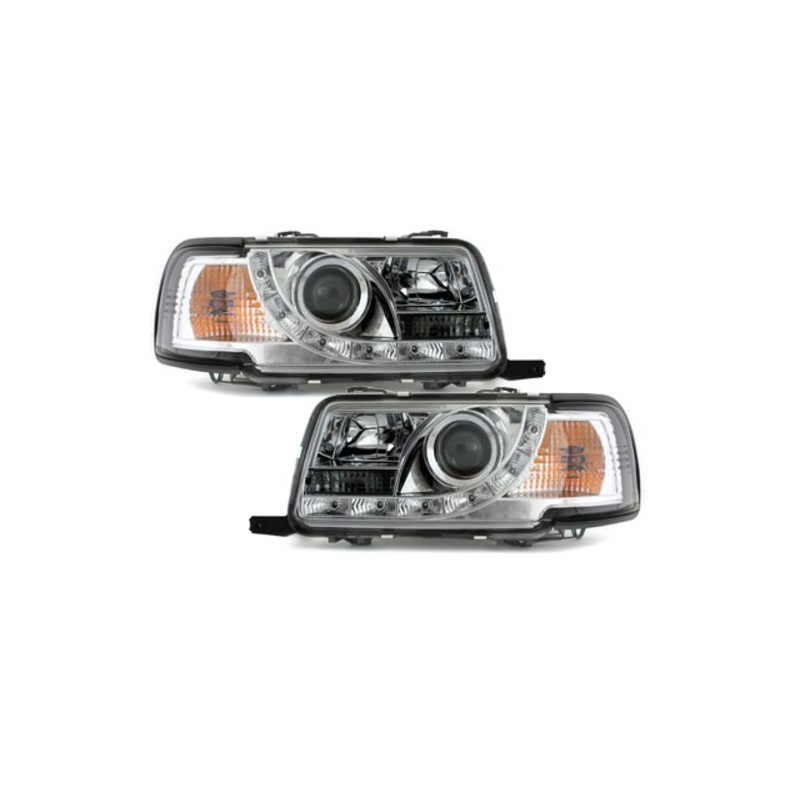 Φανάρια εμπρός led για Audi 80 (1991-1994) - chrome , με λάμπες (Η1) - σετ 2τμχ.
