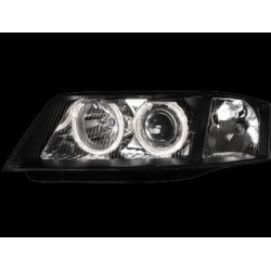 Φανάρια εμπρός angel eyes για Audi A6 (2001-2003) - μαύρα , χωρίς λάμπες (Η7) - σετ 2τμχ.