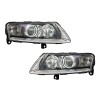 Φανάρια εμπρός angel eyes για Audi A6 (2004-2007) -μαύρο , χωρίς λάμπες (Η7) - σετ 2τμχ.