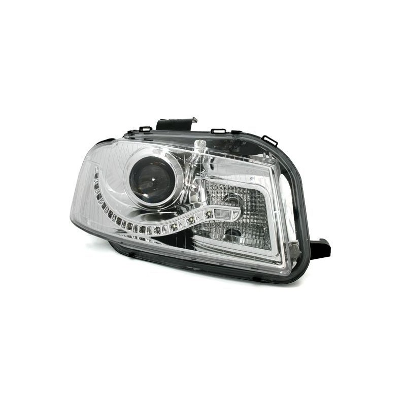 Φανάρια εμπρός led Dayline για Audi A3 (2003-2008) - chrome , με λάμπες (Η9) - σετ 2τμχ.