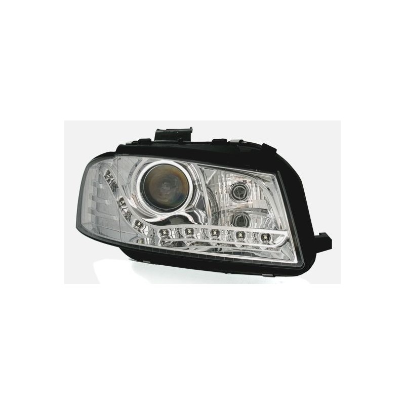 Φανάρια εμπρός led για Audi A3 (2003-2008) - chrome , χωρίς λάμπες (Η7) - σετ 2τμχ.