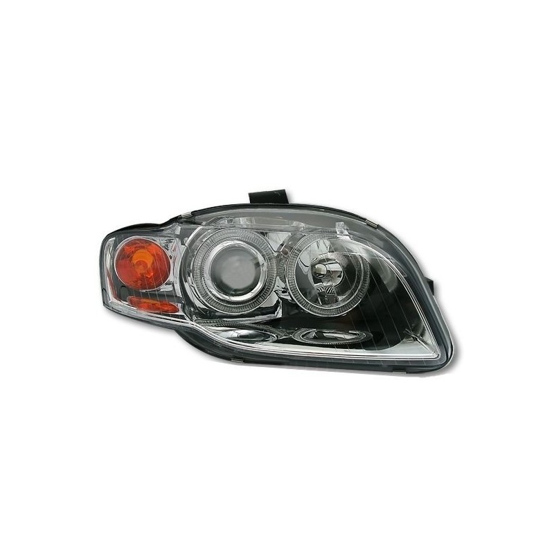 Φανάρια εμπρός angel eyes για Audi A4 (2004-2008) - chrome , χωρίς λάμπες (Η7) - σετ 2τμχ.