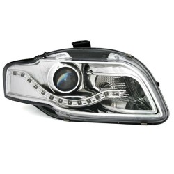Φανάρια εμπρός led για Audi A4 B7 (2004-2008) - chrome , με λάμπες (Η9) - σετ 2τμχ.