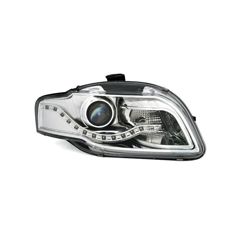 Φανάρια εμπρός led για Audi A4 B7 (2004-2008) - chrome , με λάμπες (Η9) - σετ 2τμχ.