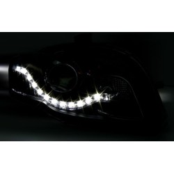 Φανάρια εμπρός led για Audi A4 B7 (2004-2008) - chrome , με λάμπες (Η9) - σετ 2τμχ.