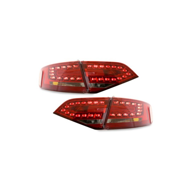 Πίσω φανάρια led για Audi A4 sedan (2007+) - κόκκινα / χρωμίου - σετ 2τμχ.
