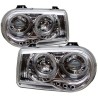 Φανάρια εμπρός angel eyes με led για Chrysler 300C (2004-2008) - chrome , με λάμπες (Η1) - σετ 2τμχ.