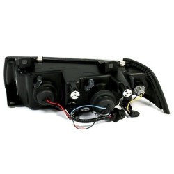 Φανάρια εμπρός angel eyes για BMW E36 (1991-1999) 4d sedan - black , με λάμπες (Η1) - σετ 2τμχ.