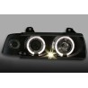 Φανάρια εμπρός angel eyes για BMW E36 (1991-1999) 4d sedan - black , με λάμπες (Η1) - σετ 2τμχ.