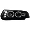 Φανάρια εμπρός led angel eyes για Rover 200 (1995-2000) - μαύρα , με λάμπες (Η1) - σετ 2τμχ.