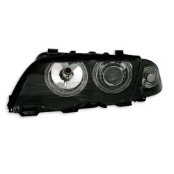 Φανάρια εμπρός angel eyes για BMW E46 sedan (1998-2001) - μαύρα , χωρίς λάμπες (Η7) - σετ 2τμχ.