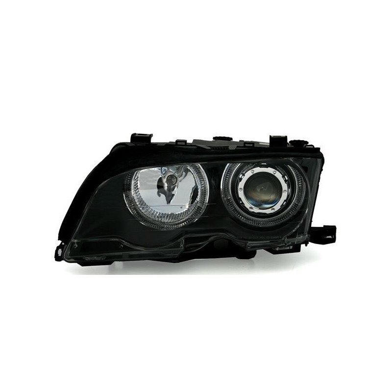 Φανάρια εμπρός angel eyes για BMW E46 sedan (2001-2005) - μαύρα , χωρίς λάμπες (Η7) - σετ 2τμχ.