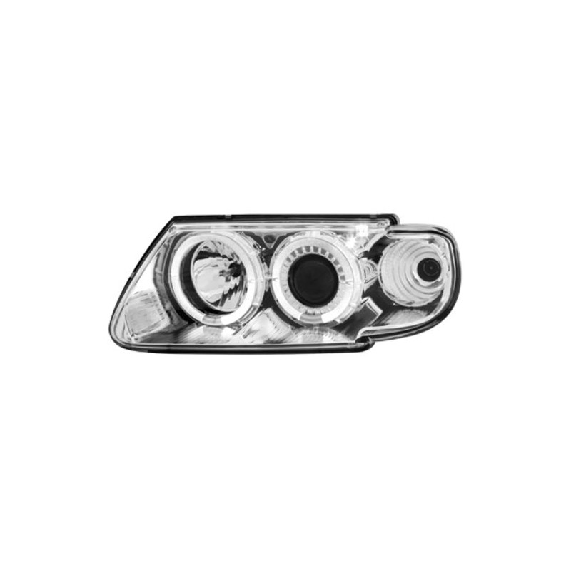 Φανάρια εμπρός angel eyes για Citroen Saxo (1996-2000) - chrome , με λάμπες (Η1) - σετ 2τμχ.