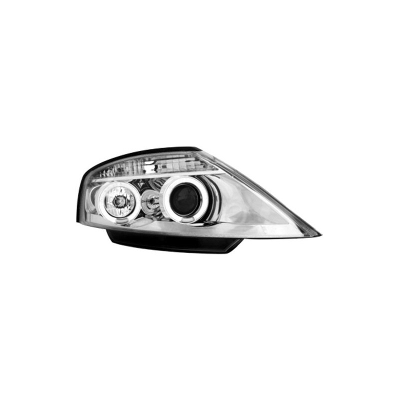 Φανάρια εμπρός angel eyes για Citroen C3 (2002+) - chrome , με λάμπες (Η1) - σετ 2τμχ.