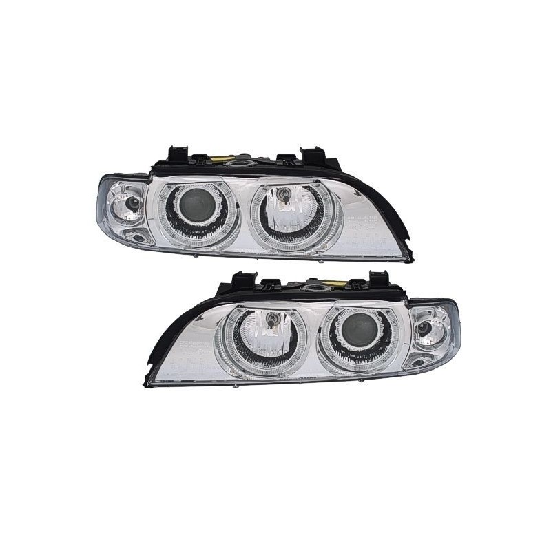 Φανάρια εμπρός angel eyes για BMW E39 (1995-2000) - chrome , χωρίς λάμπες (Η7) - σετ 2τμχ.