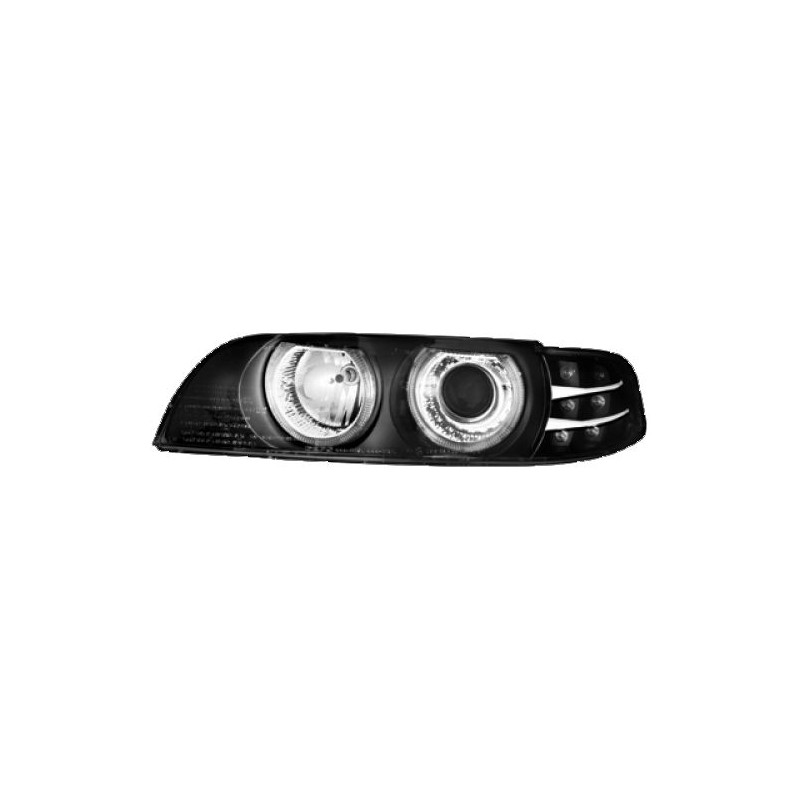 Φανάρια εμπρός angel eyes για BMW E39 (1995-2000) - black , χωρίς λάμπες (Η7) - σετ 2τμχ.