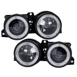 Φανάρια εμπρός με σταυρό για BMW E30 (1987-1990) - μαύρα chrome , χωρίς λάμπες (Η7) - σετ 2τμχ.
