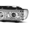 Φανάρια εμπρός angel eyes για BMW X5 E53 (1999-2003) - chrome , με λάμπες (Η1) - σετ 2τμχ.