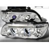 Φανάρια εμπρός angel eyes για BMW X5 E53 (1999-2003) - chrome , με λάμπες (Η1) - σετ 2τμχ.