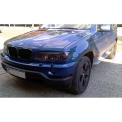 Φανάρια εμπρός angel eyes για BMW X5 (1999-2003) - black , με λάμπες (Η1) - σετ 2τμχ.