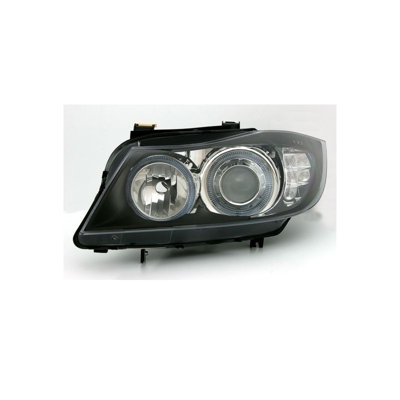 Φανάρια εμπρός angel eyes για BMW E90(2005-2009) - μαύρα , χωρίς λάμπες (Η7) - σετ 2τμχ.